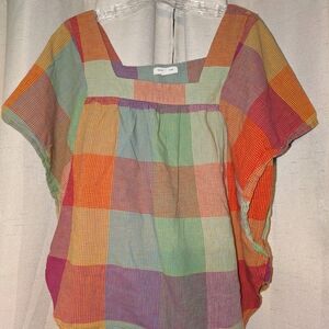 Multi-Color Plaid Square Neck Women’s Top